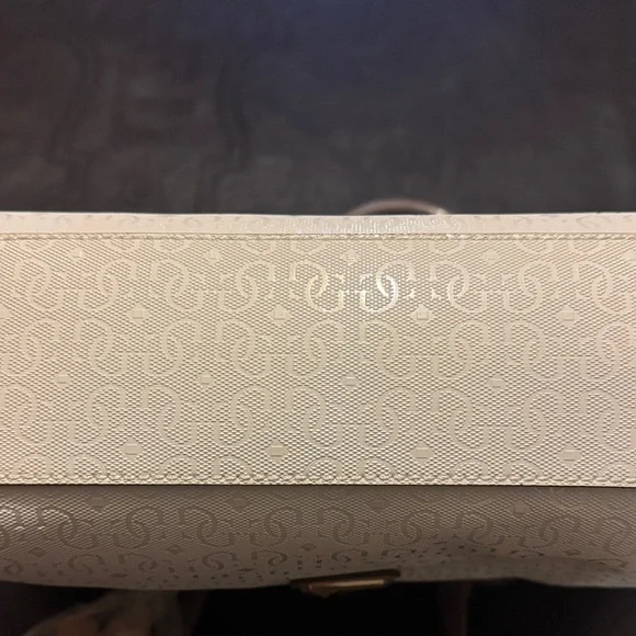 NWT GUESS White, Gray and Tan Tote Bag With Plastic Still On Hardware Plus Charm - Picture 6 of 14